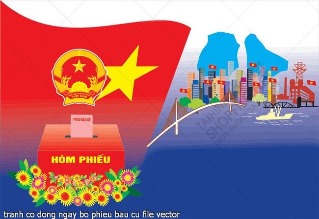 tranh co dong ngay bo phieu bau cu file vector